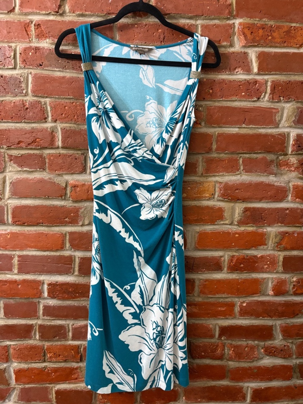 Tommy Bahama Teal & White Floral Sleeveless Dress